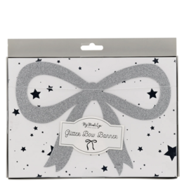 Silver Glitter Bow Banner
