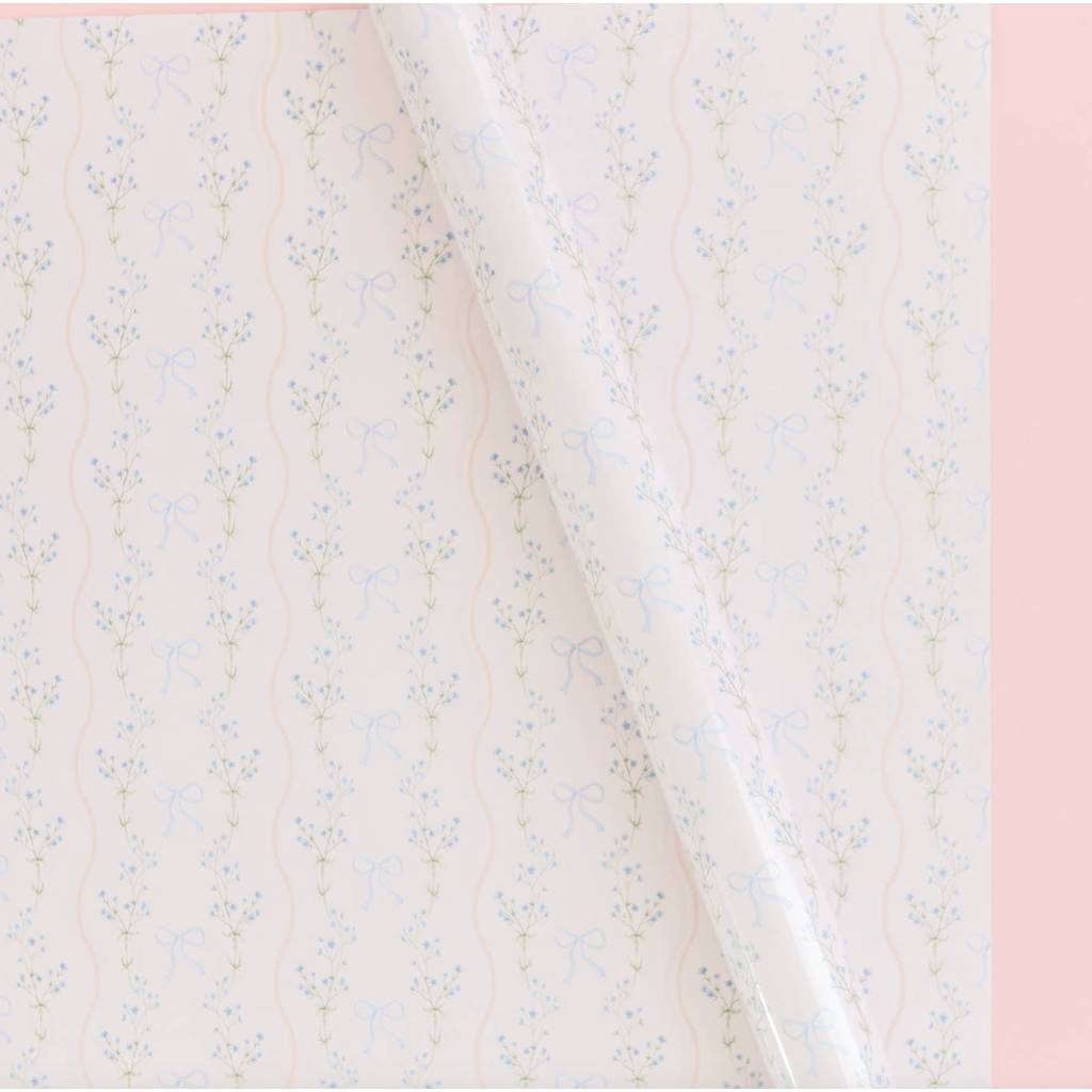 Roll of Watercolor Bow Wavy Stripe Wrappinng - 3 Sheets