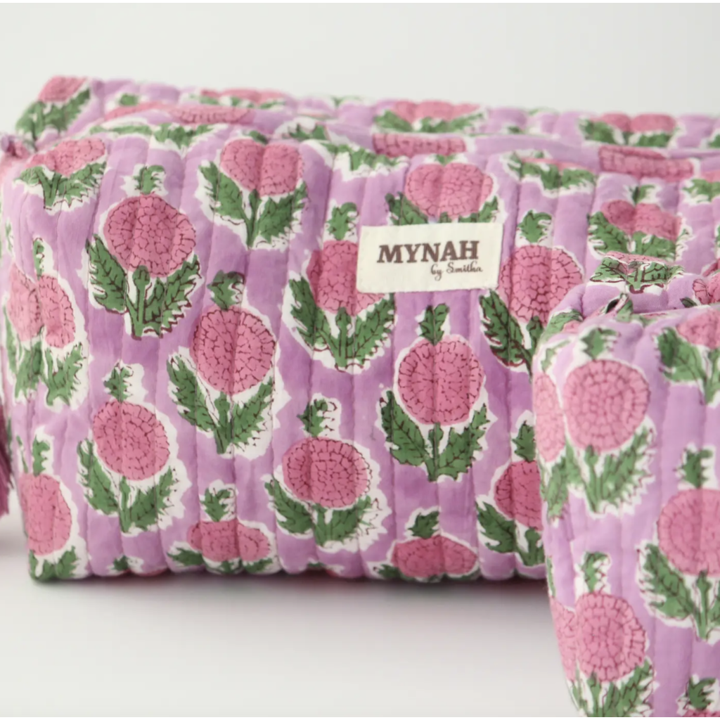 Large Berry Smoothie Floral Travel Makeup Bag