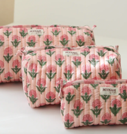 Large Blush Marigold Print Travel Makeup Bag