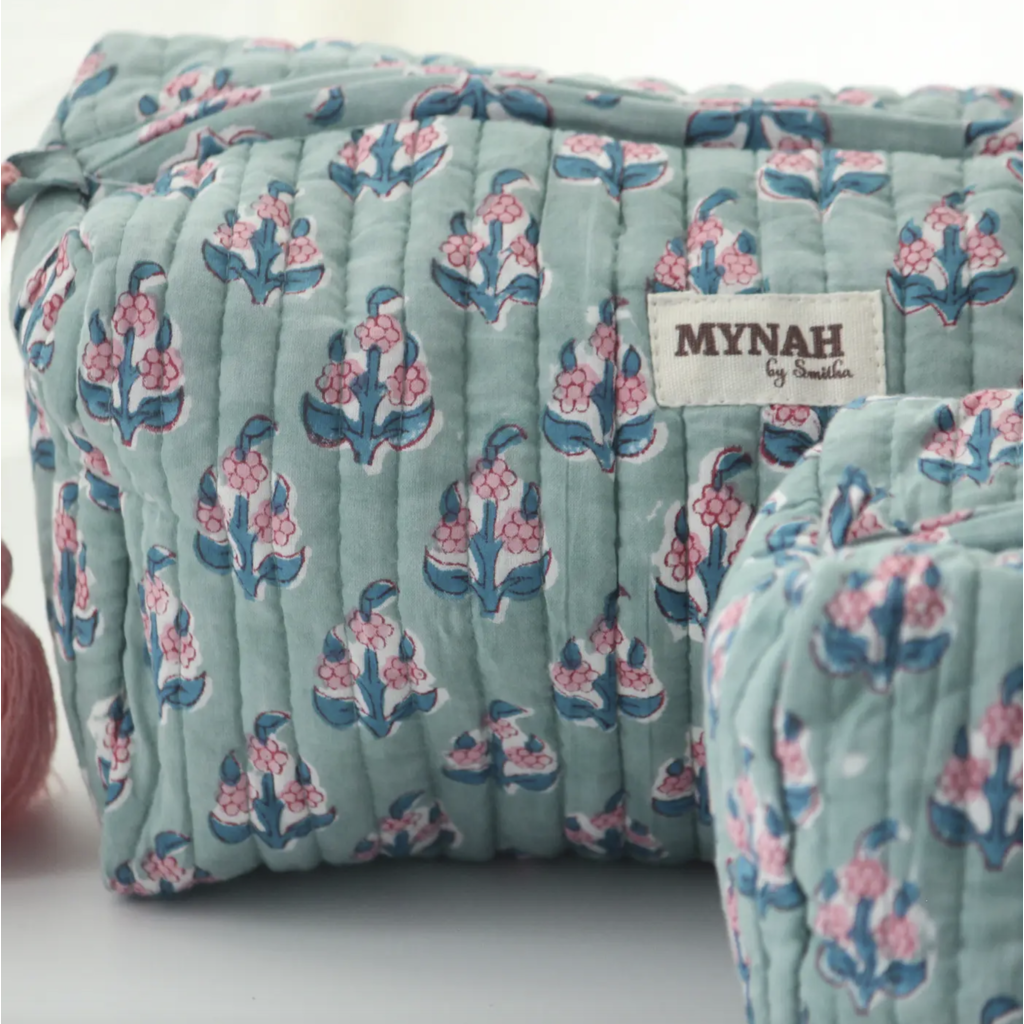 Large Eucalyptus Floral Travel Makeup Bag