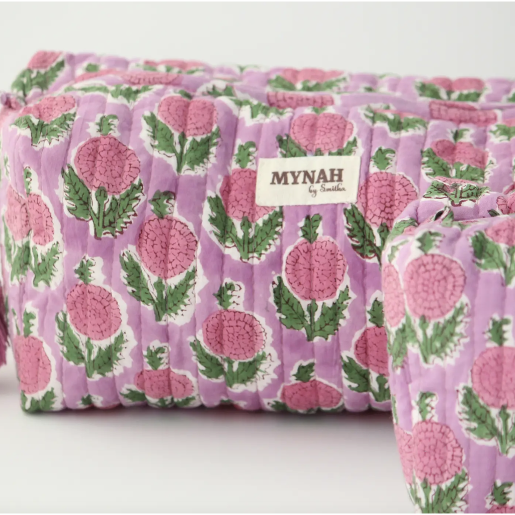 Medium Berry Smoothie Floral Travel Makeup Bag
