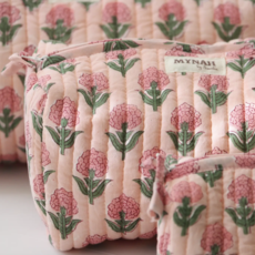 Medium Blush Marigold Print Travel Makeup Bag