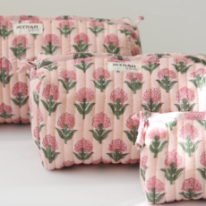 Medium Blush Marigold Print Travel Makeup Bag