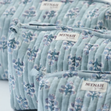 Medium Dusty Blu Motif Print Travel Makeup