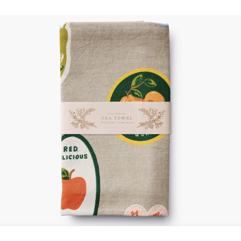 Fruit Stickers Tea Towel