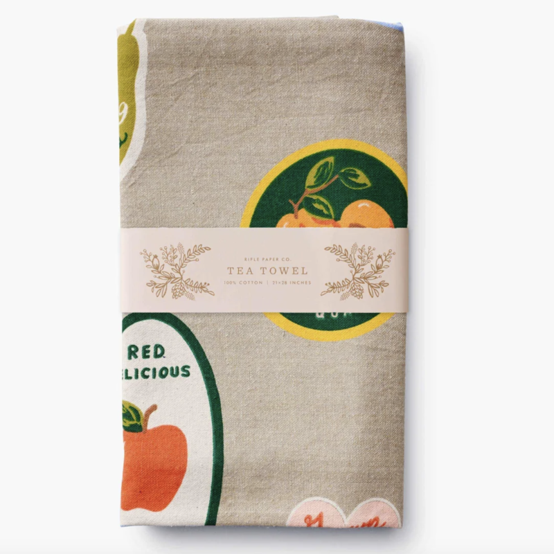 Fruit Stickers Tea Towel