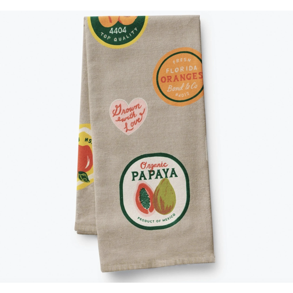 Fruit Stickers Tea Towel