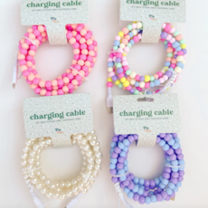 6ft Beaded Phone Charger Usb-A & Dual Usb-C Lightning Cable