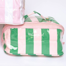 Gloss & Go Colorful Stripe Wipeable Cosmetic Toiletry Bag