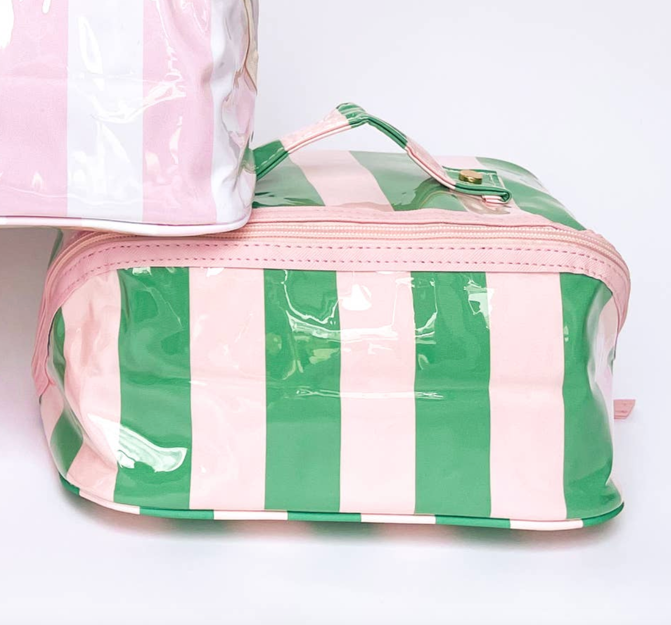 Gloss & Go - Colorful Stripe Wipeable Cosmetic Toiletry Bag - Rock