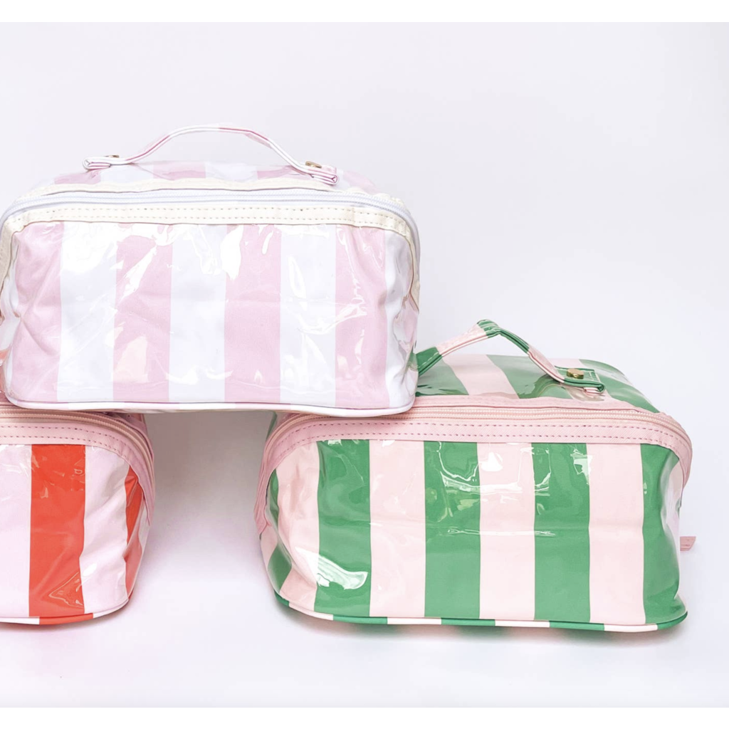 Gloss & Go Colorful Stripe Wipeable Cosmetic Toiletry Bag