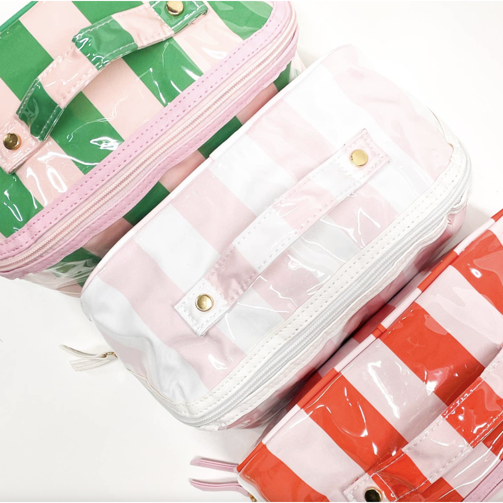 Gloss & Go Colorful Stripe Wipeable Cosmetic Toiletry Bag
