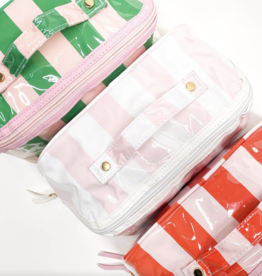 Gloss & Go Colorful Stripe Wipeable Cosmetic Toiletry Bag