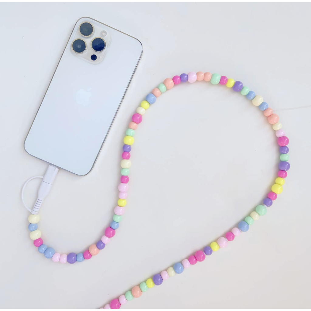 6ft Beaded Phone Charger Usb-A & Dual Usb-C Lightning Cable
