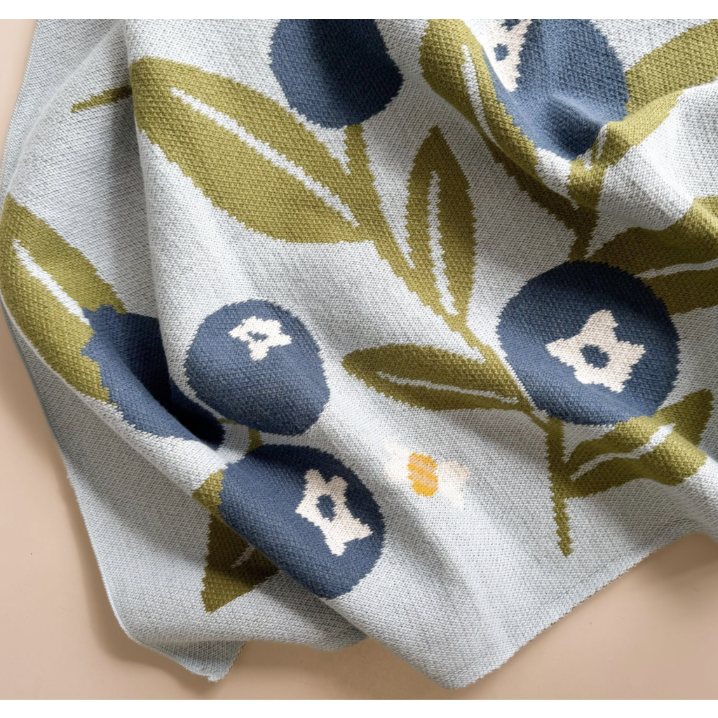 Blanket Blueberry Bear Bee Organic Cotton Spring Baby Decor