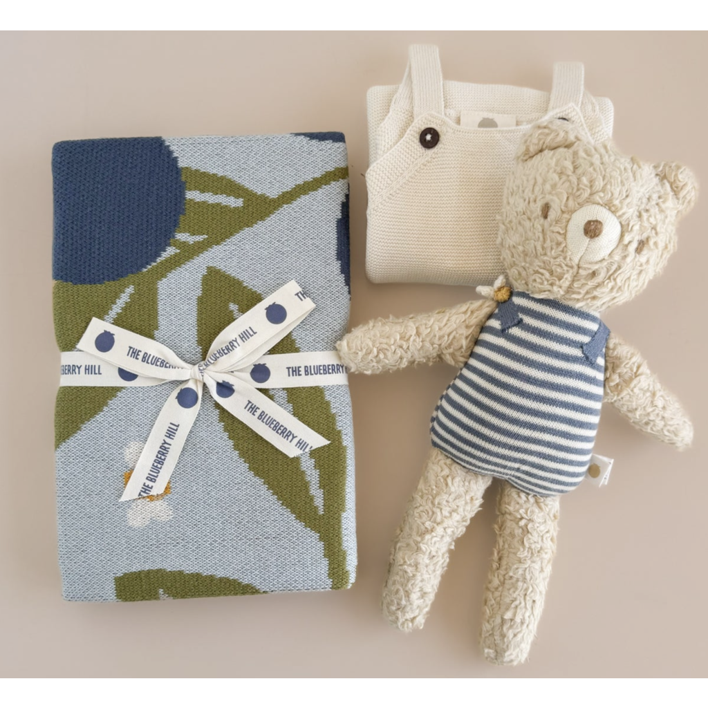 Blanket Blueberry Bear Bee Organic Cotton Spring Baby Decor