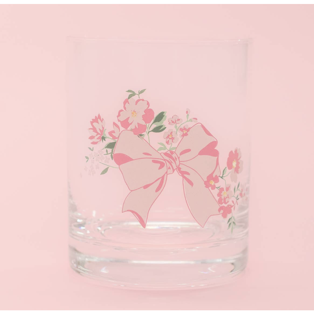 Coquette Pink Bow Floral Cocktail Glass