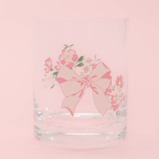 Coquette Pink Bow Floral Cocktail Glass