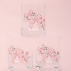 Coquette Pink Bow Floral Cocktail Glass