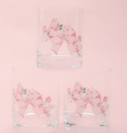 Coquette Pink Bow Floral Cocktail Glass