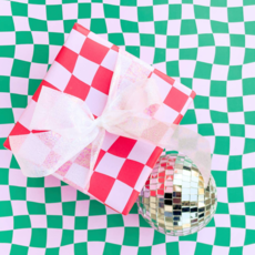 Pink and Red Checkered Wrap - set of 3