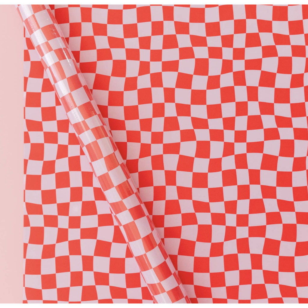 Pink and Red Checkered Wrap - set of 3