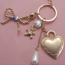 Teddy Bear Porcelain Heart Pearl Bag Charm