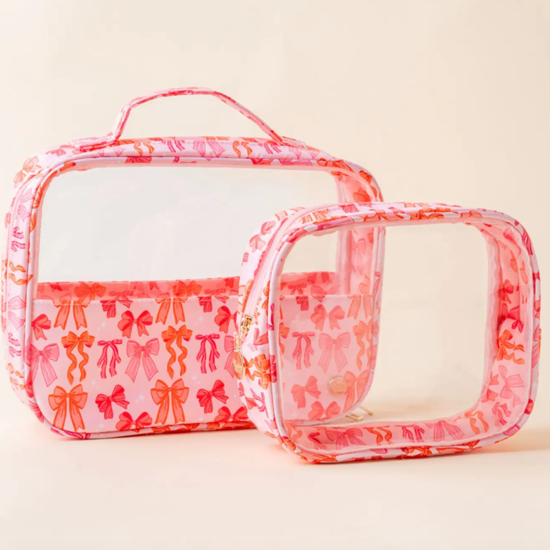 Blushing Bows Clearly Chic Cosmetic Bag Set