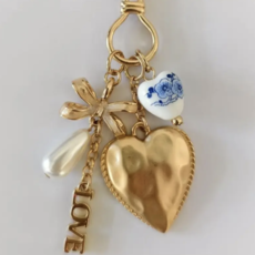 Heart Love Porcelain Bow Bag Charm