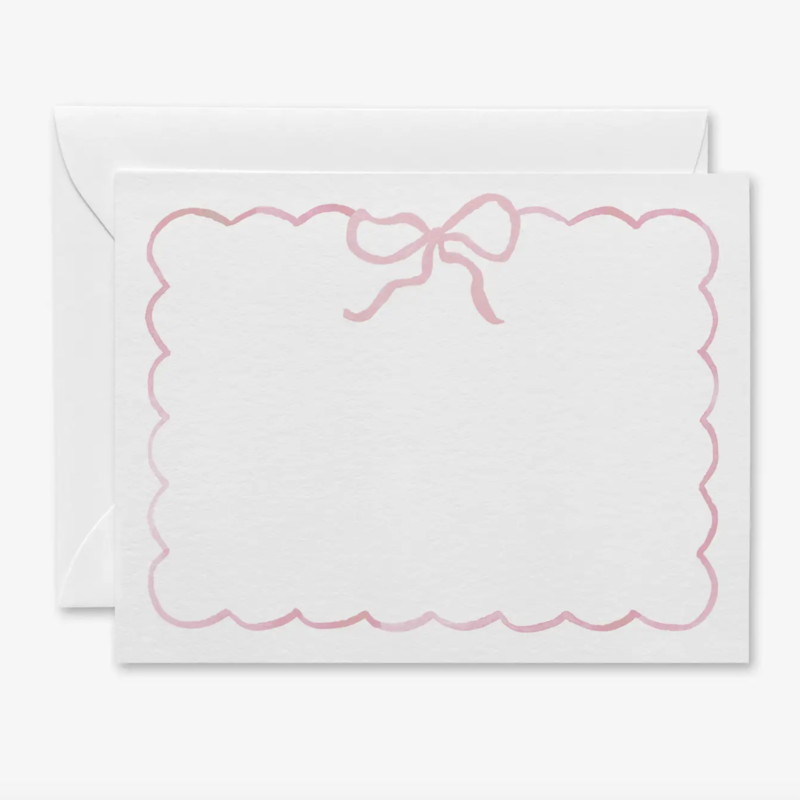 Light Pink Bow Flat Notecards Set