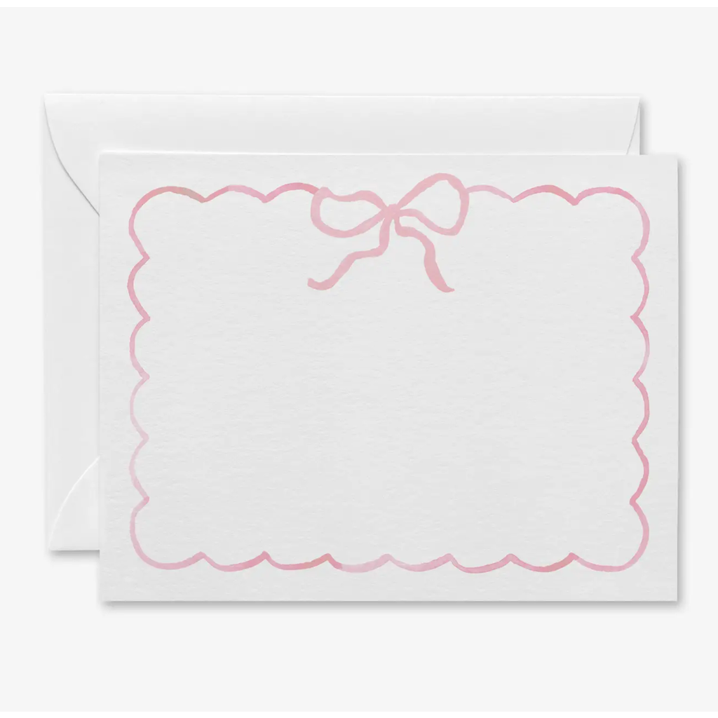 Light Pink Bow Flat Notecards Set