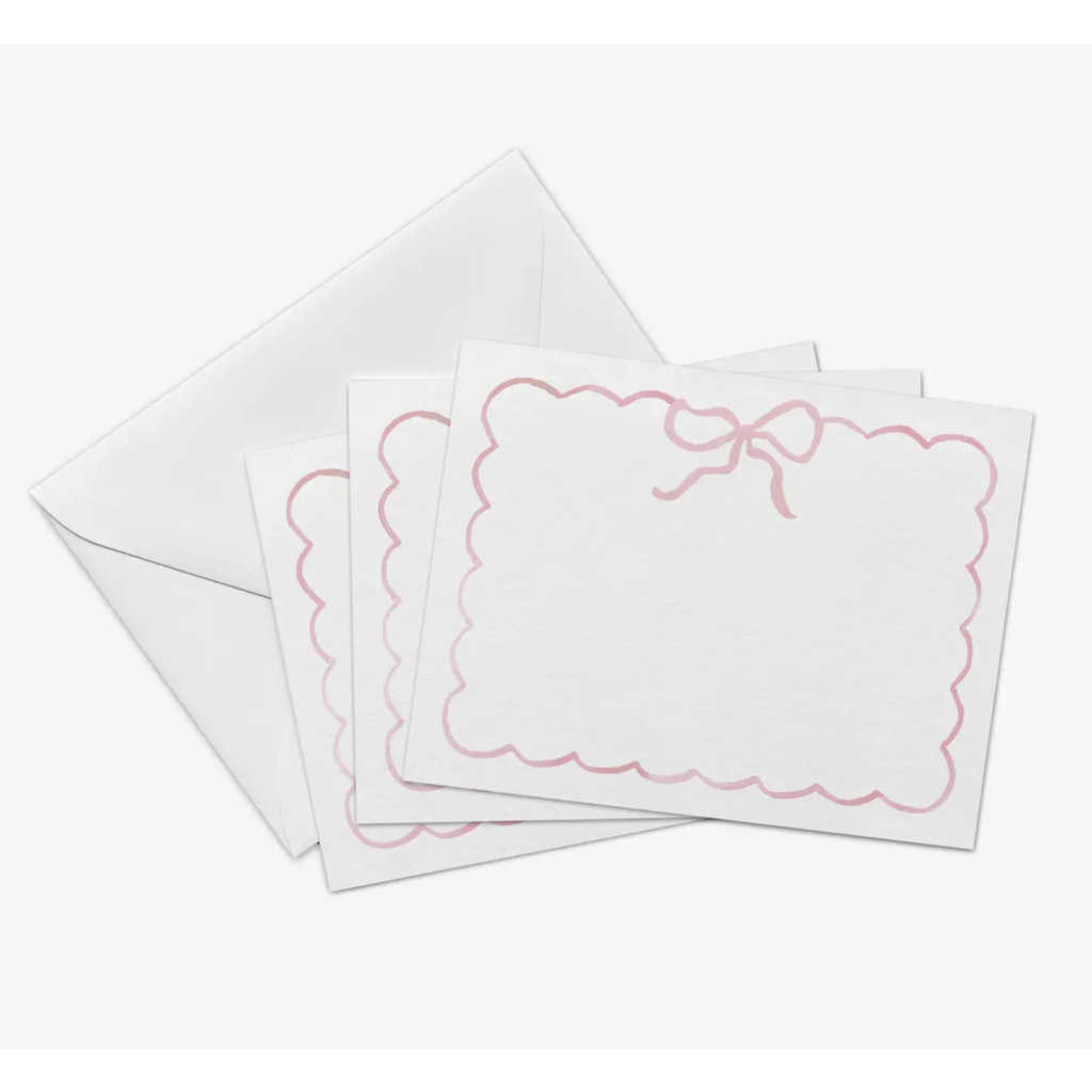 Light Pink Bow Flat Notecards Set