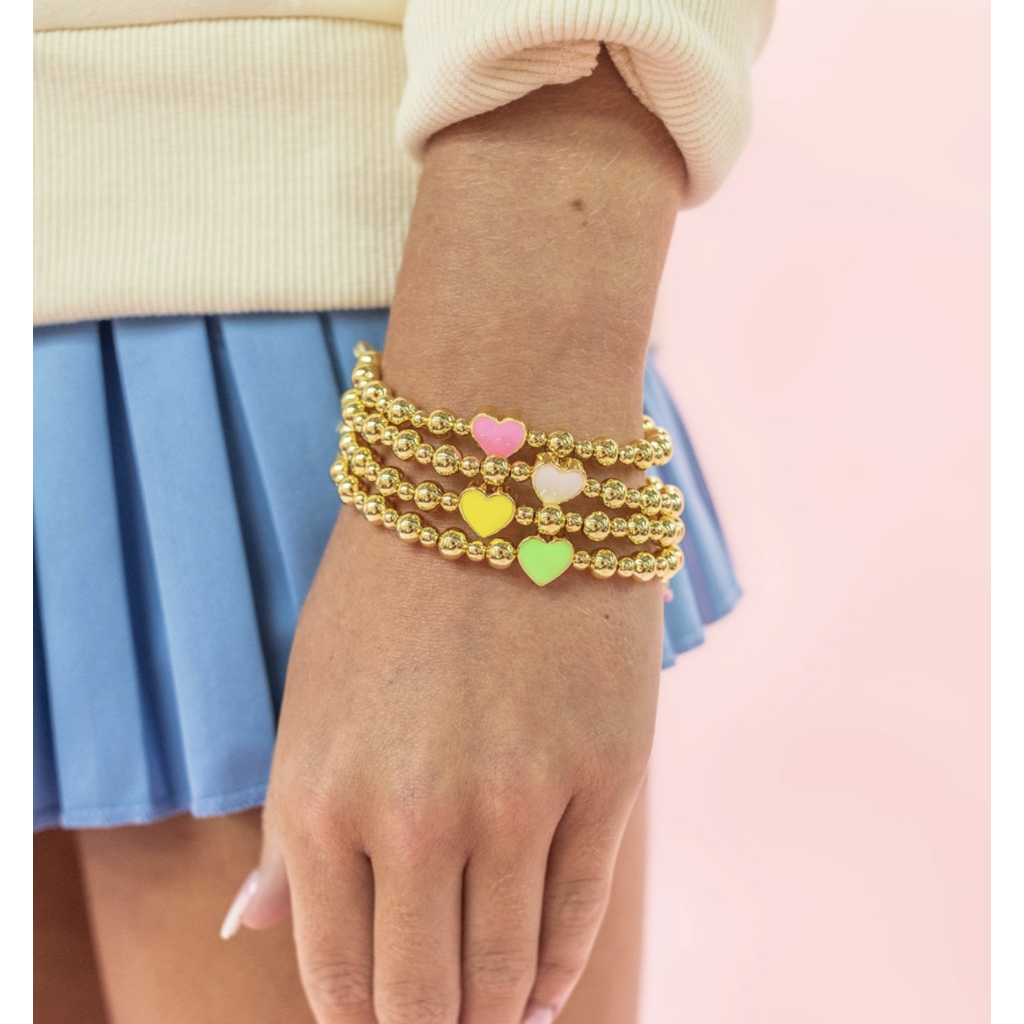 Golden Heart Beaded Bracelet
