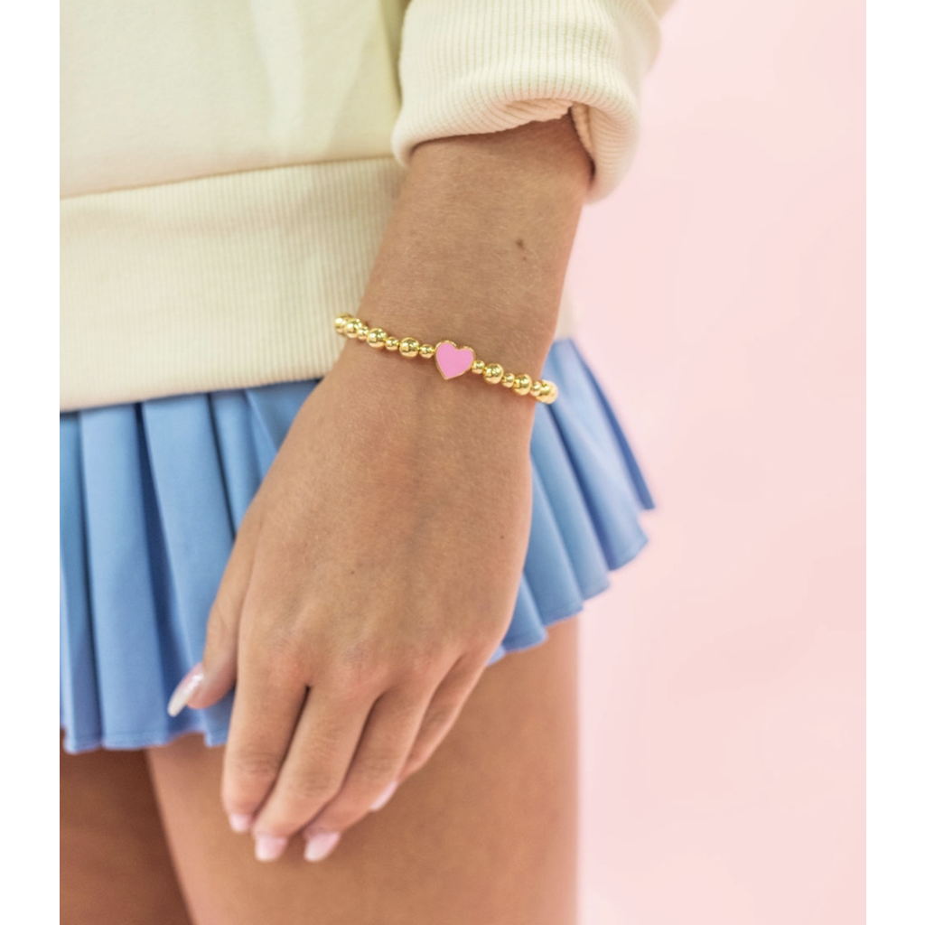 Golden Heart Beaded Bracelet