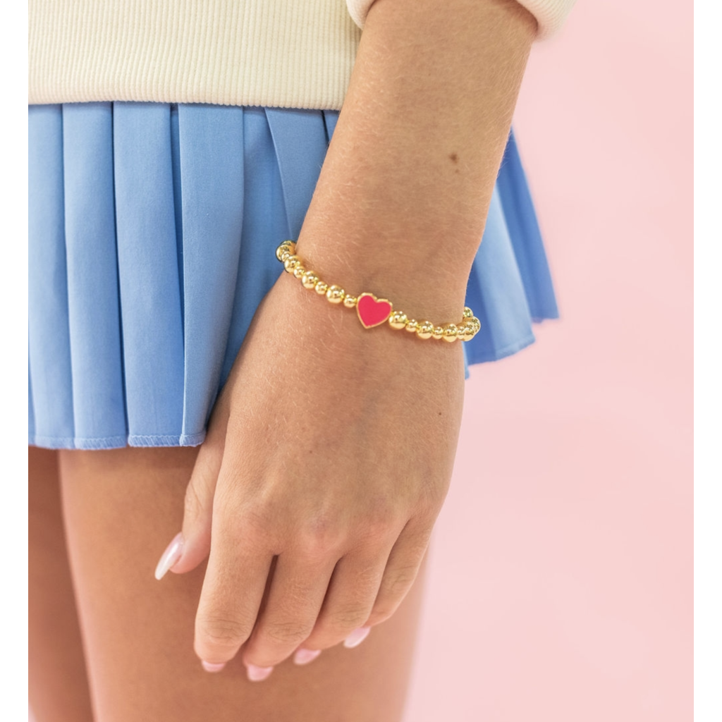 Golden Heart Beaded Bracelet