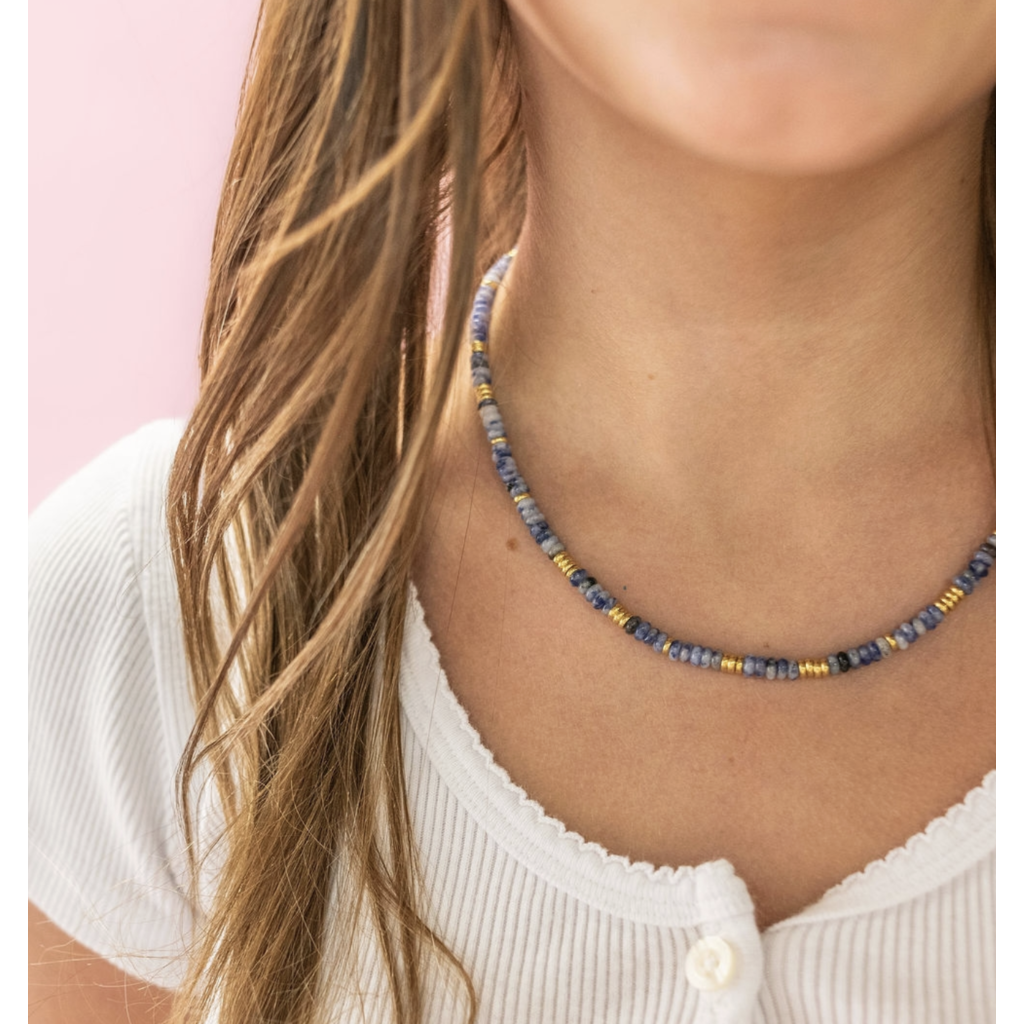 Coastal Blue Gemstone Bead Necklace