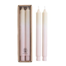 Tone Pleated Taper Candles Light Pink/Ivory Tone Pleated Taper Candles Light Pink/Ivory