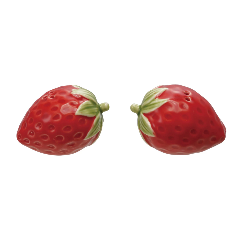 Hand-Painted Strawberry Shaped Salt & Pepper Shakers