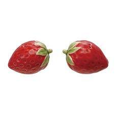 Hand-Painted Strawberry Shaped Salt & Pepper Shakers