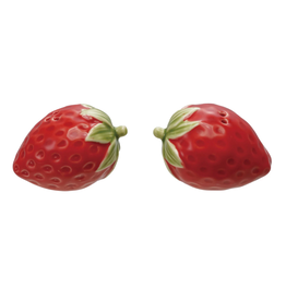 Hand-Painted Strawberry Shaped Salt & Pepper Shakers