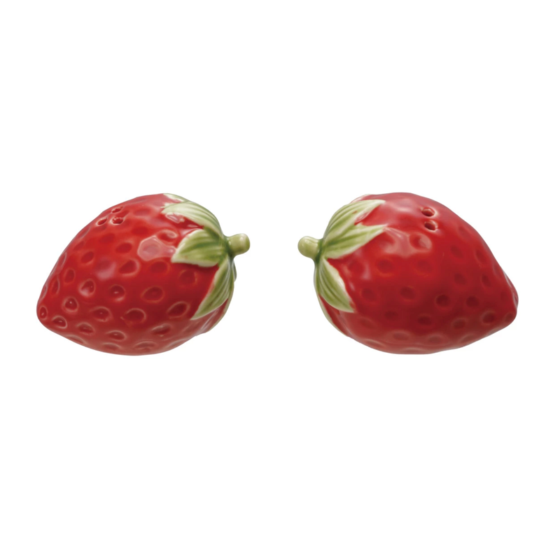 Hand-Painted Strawberry Shaped Salt & Pepper Shakers