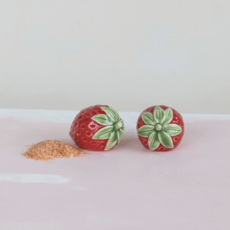 Hand-Painted Strawberry Shaped Salt & Pepper Shakers