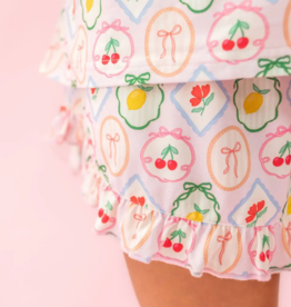 Fruit Cocktail Ruffle Hem Shorts Pajama Set