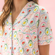 Fruit Cocktail Ruffle Hem Shorts Pajama Set Fruit Cocktail Ruffle Hem Shorts Pajama Set