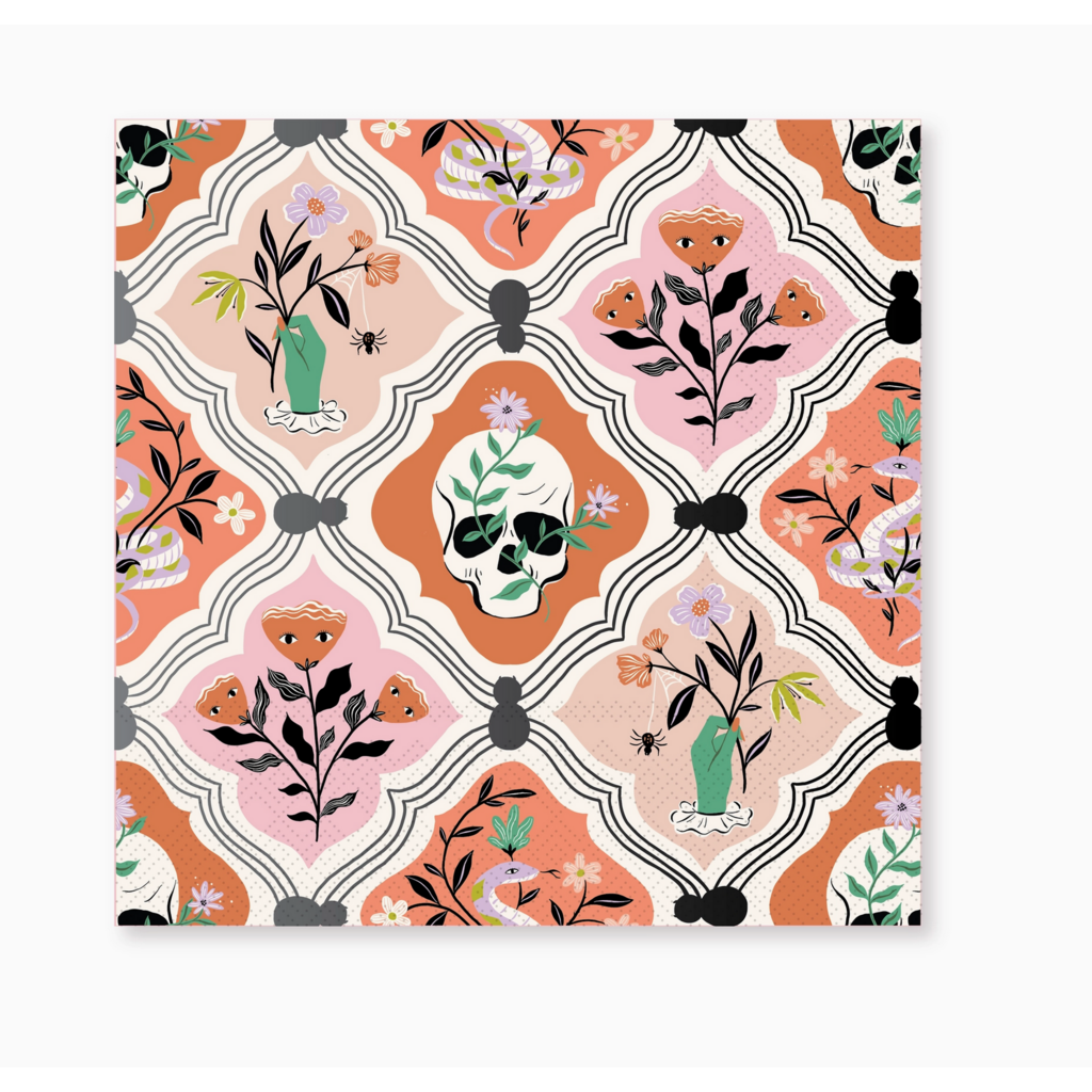Floral Skulls Halloween Lunch Napkins