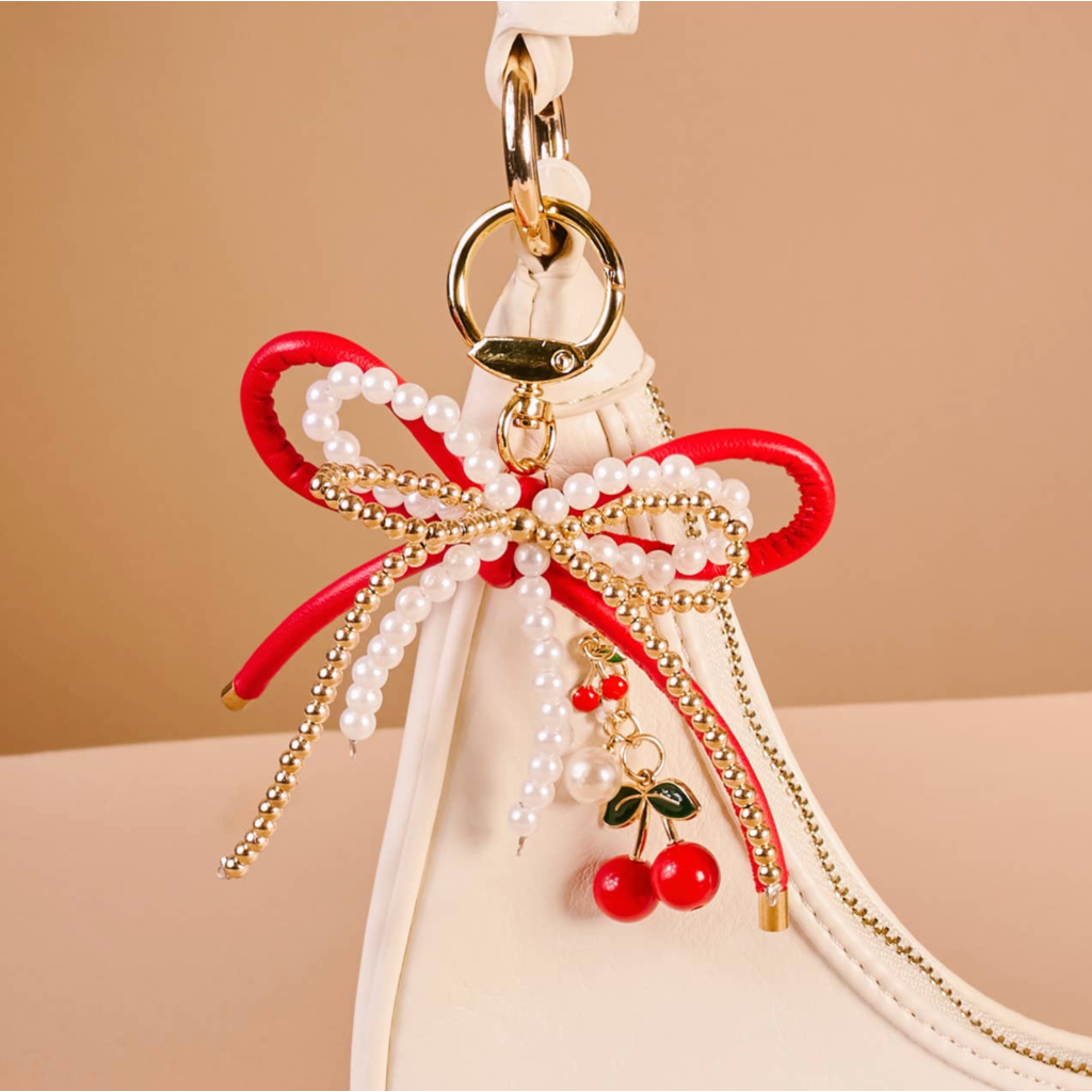 Cherry Bliss Layered Bows Bag Charm