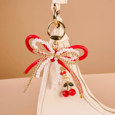 Cherry Bliss Layered Bows Bag Charm