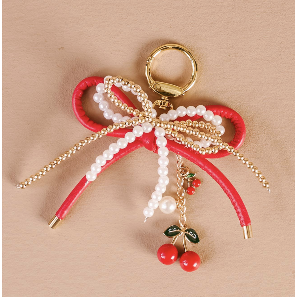 Cherry Bliss Layered Bows Bag Charm