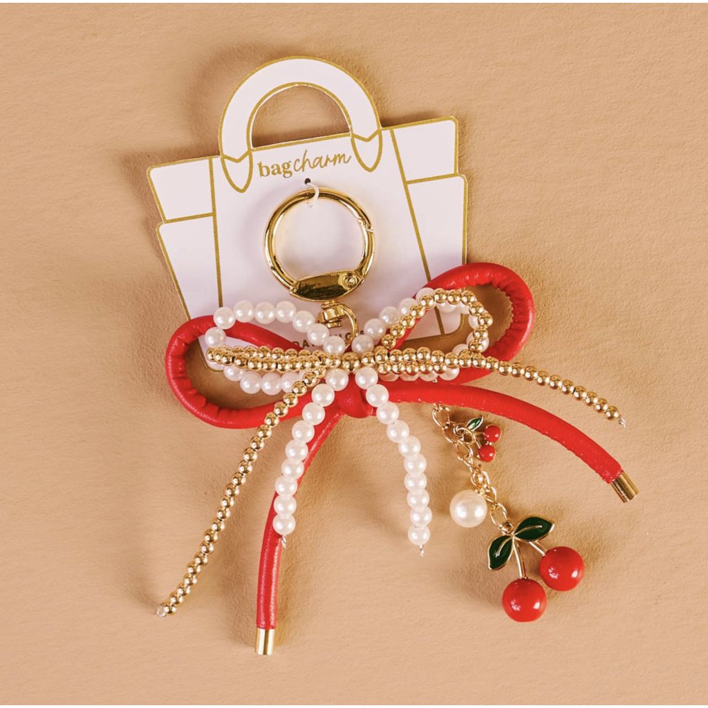 Cherry Bliss Layered Bows Bag Charm